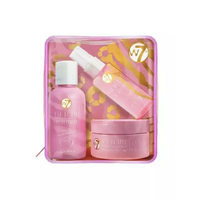 W7 Cosmetics Way Life Gift Travel Set-Be Blissful, Shower Gel & Body Wash 100ml, Body Butter 100ml & Hair & Body Mist 50ml,  Σετ Ταξιδίου για Ενυδάτωση & Καθαρισμό Σώματος με Αφρόλουτρο 100ml, Ενυδατικό Βούτυρο Σώματος 100ml, Αρωματικό Σώματος σε σπρέυ  50ml με Νότες Γερανιού, Λεβάντας, Εσπεριδοειδώ