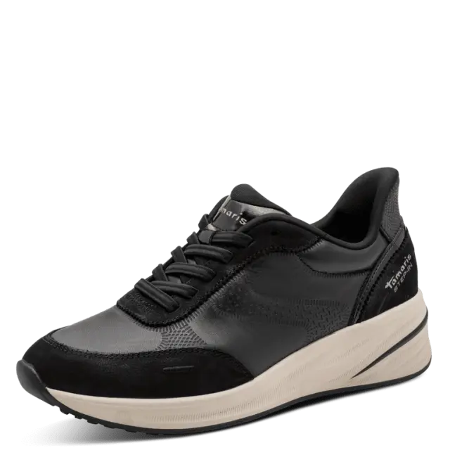 Γυναικεία Ανατομικά Δερμάτινα Sneakers Tamaris 1-23716-47 001 Μαύρο Μαύρο - 39 2