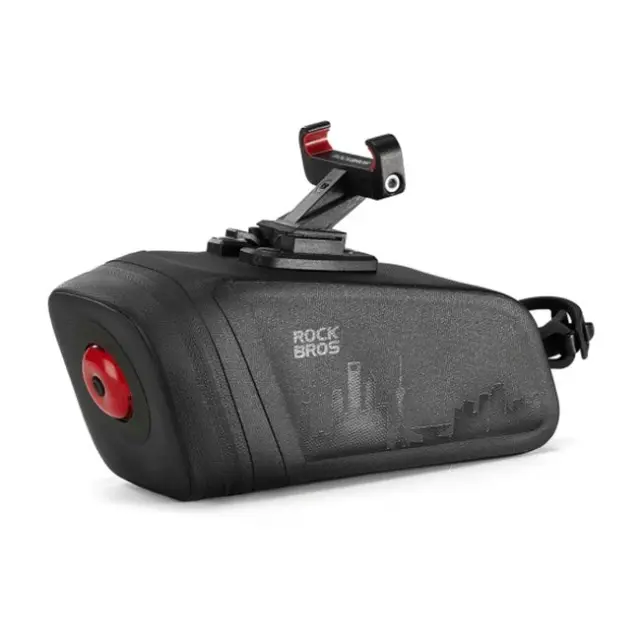 Rockbros AS-141 Lightweight Bicycle Seat Bag with Smart Rear Light Black 2
