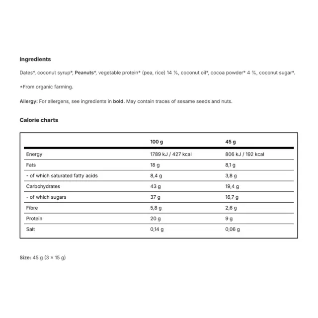 Vilgain Plant Protein Energy Balls BIO Cocoa Peanut 2