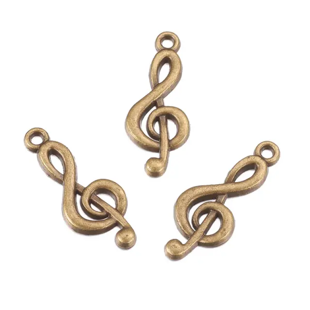 Μεταλλικό Κρεμαστό Κλειδί του Σολ - Antique Bronze - 26x10x1mm - 4τεμ