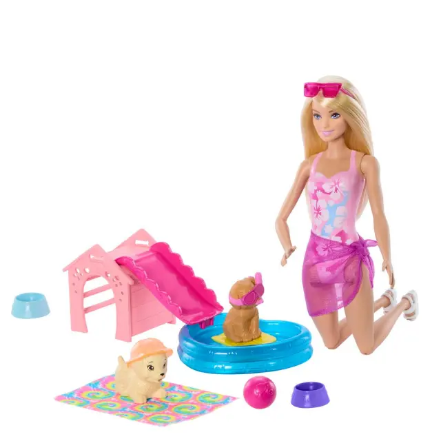 Barbie - Puppy Pool Party Aloha Blonde (JBF35) - Toys