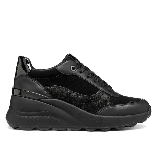 Γυναικεία Ανατομικά Δερμάτινα Sneakers Geox Spherica D65WAB 02285 C9999 Μαύρα Μαύρο - 37