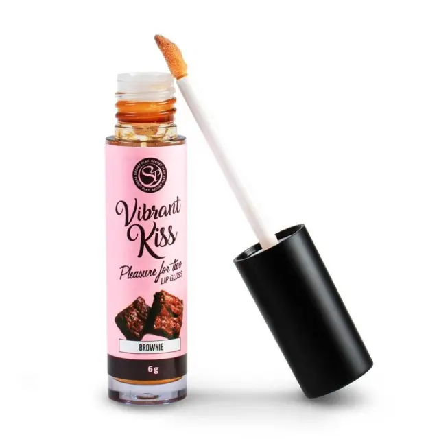 Διεγερτικό Τζελ Με Γεύση & Δόνηση - Secret Play Lip Gloss Vibrant Kiss Brownie 6gr