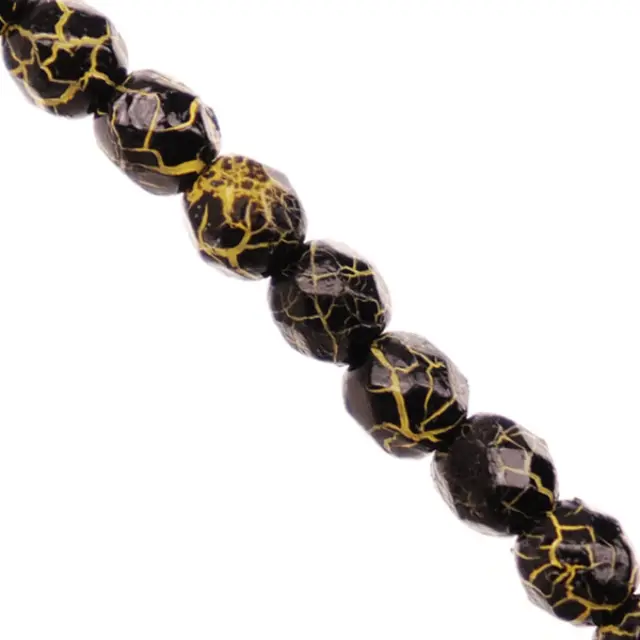 Χάντρα Fire Polished Round Ø4mm Ionic Jet/Yellow ~40τεμ