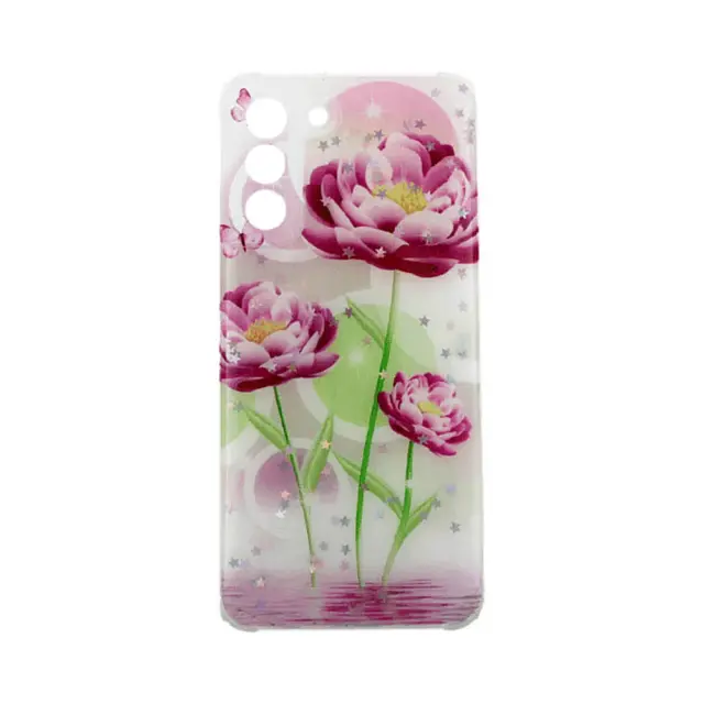 Θήκη Star Glam Για Samsung Galaxy S21 / S21 5G Pink Flowers Διάφανη