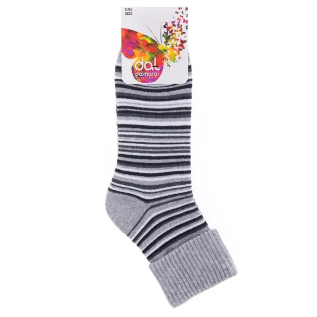 Γυναικείες πετσετέ ριγέ κάλτσες Dalmaras Socks 210 One Size Γκρι Ανοιχτό
