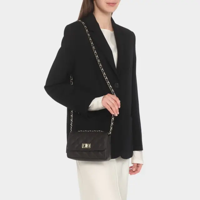 Δερμάτινο Καπιτονέ Τσαντάκι Pierre Cardin 1372 Μαύρο - One Size