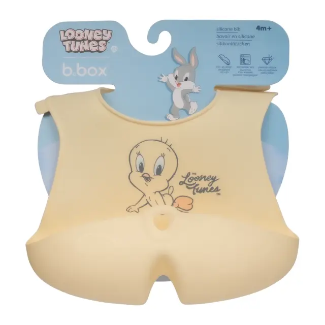 B.Box Looney Tunes Σαλιάρα Σιλικόνης με Τσέπη 4 Μηνών ως 3 Ετών 3