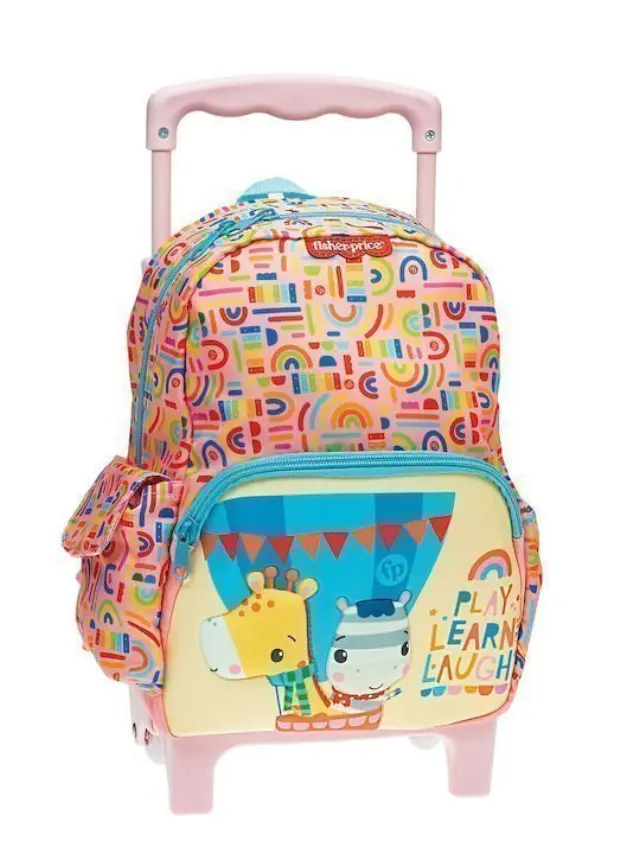 Fisher Price Σχολική Τσάντα Τρόλεϊ Δημοτικού Πολύχρωμη με Θήκη για Παγούρι 12lt