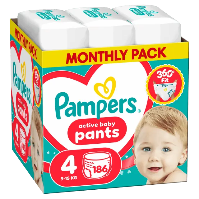 Πάνες Pampers Pants Monthly Pack No4 186τεμ