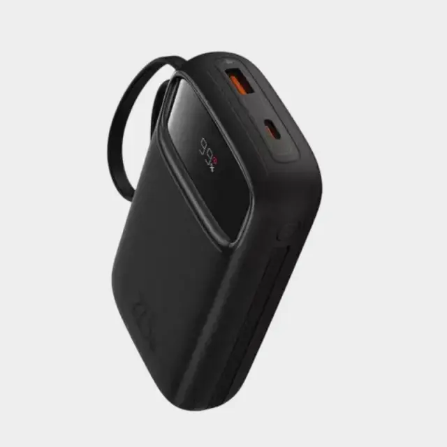 Baseus Qpow 2 Power Bank 22.5W με Θύρες 1xUSB-A, 1xUSB-C & Ενσωματωμένα Καλώδια Lightning & USB-C, P10055003113-00 Μαύρο - ONESIZE