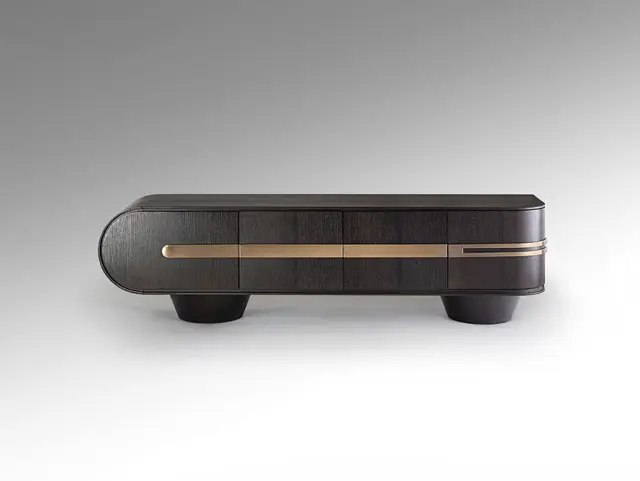 LUCA Έπιπλο Τηλεόρασης Dark Oak Rose Gold Ροζ χρυσό Σκούρο ξύλο