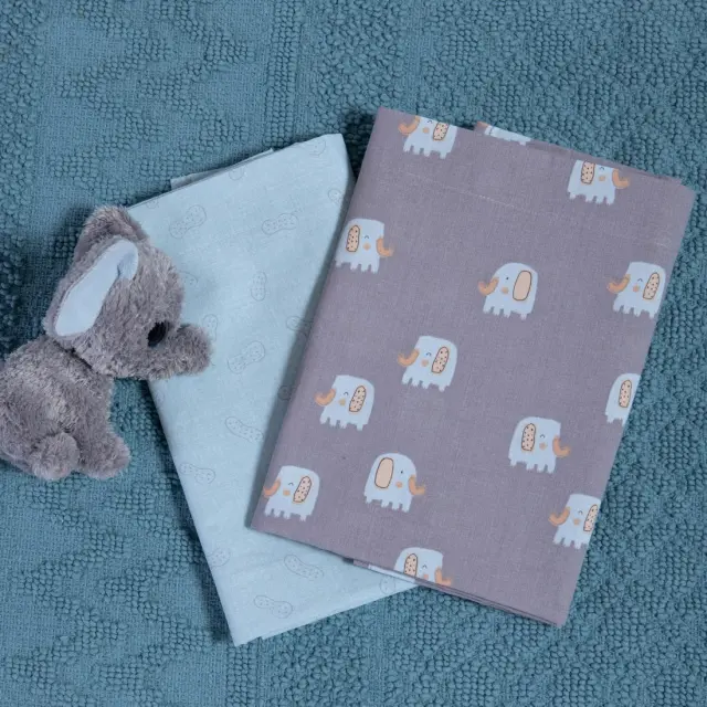 Σετ Σεντόνια Λίκνου Βρεφικά 2τεμ. Elephants Nef Nef Homeware, 100% ΒΑΜΒΑΚΙ - GREY (040805) 2