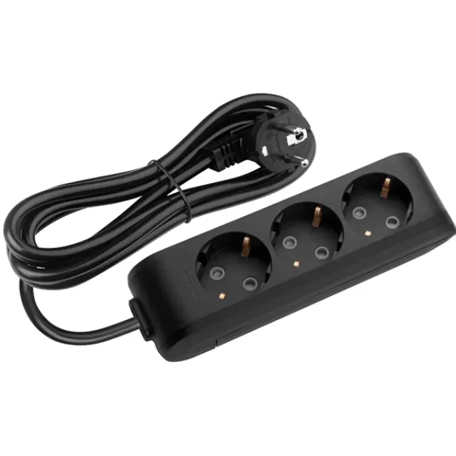 X-tendia Black Three Gang Earth Soc w. Cab. & Shutter 1,5M
