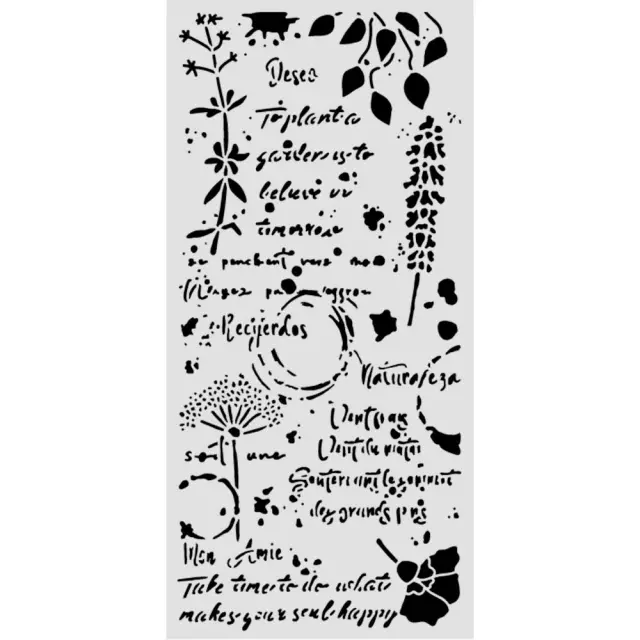 Thick Stencil 12x25cm, Stamperia, Flowers and Poems, Λουλούδια και επιστολές