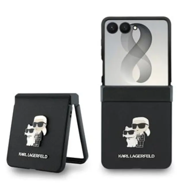 Karl Lagerfeld PU Saffiano Karl and Choupette Case for Samsung Galaxy Z Flip 8 Black