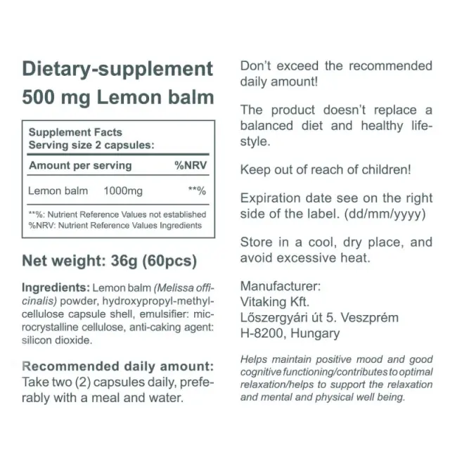Vitaking Lemon Balm 500 mg 3