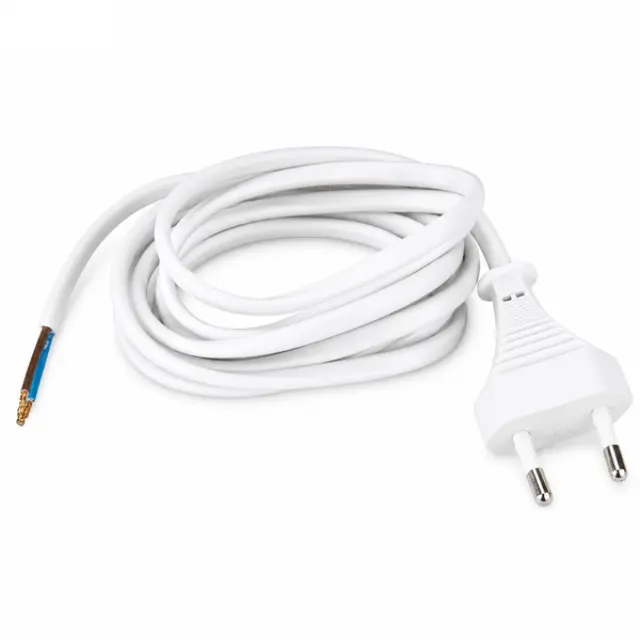 Flat Cord 3m 2×0.75mm² 2.5A 250V~ IP20 EU Plug White