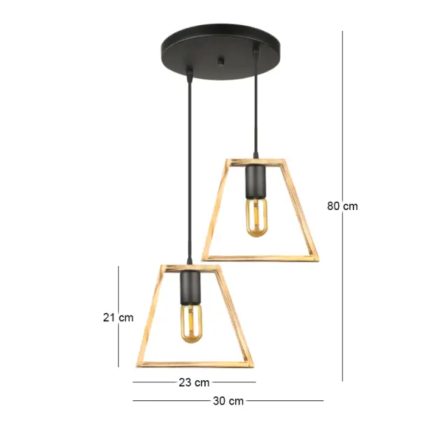 Φωτιστικό οροφής Tekli Megapap E27 ξύλινο δίφωτο χρώμα φυσικό 30x25x80εκ. 2