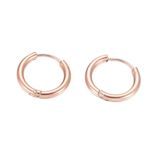 Σκουλαρίκι Hugie Hoop 17x2.5mm - 304 Ανοξείδωτο Ατσάλι Ροζ Χρυσό - 4τεμ