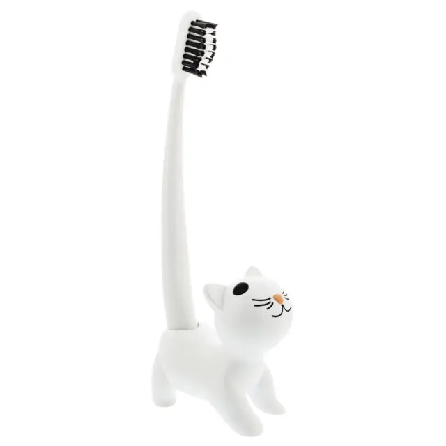 Pylones Σετ κεραμική Θήκη μαζί με Οδοντόβουρτσα / Toothbrush Holder: Catsmile - Λευκό