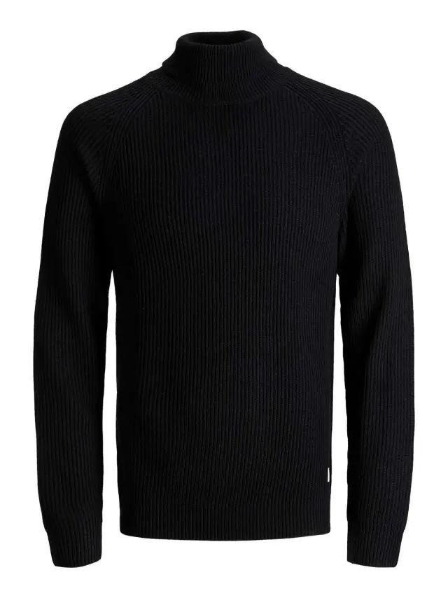 JJPANNEL KNIT ROLL NECK PRE Black