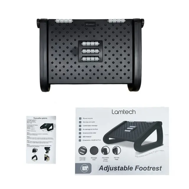 LAMTECH LAM980381 Ρυθμιζόμενο Εργονομικό Υποπόδιο Γραφείου με 6 Επίπεδα Ύψους, Επιφάνεια Μασάζ + Αντιολισθητική Βάση – Μαύρο 3