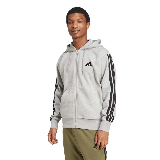 adidas Sportswear Men's 3Stripes Fleece Full-Zip Hoodie Γκρι JD1865 (adidas Sportswear)