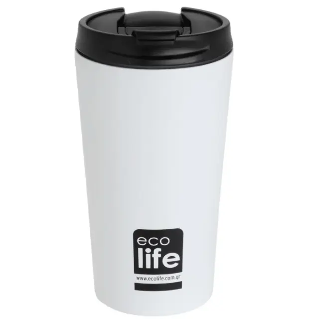 Ecolife® -Coffee Thermos Ανοξείδωτο Ποτήρι Θερμός 370ml- White.