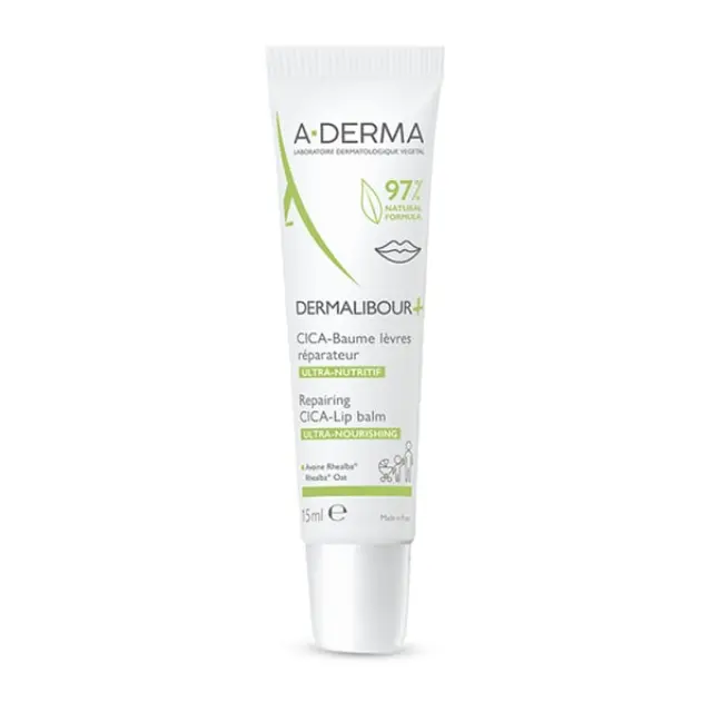 A-Derma Dermalibour+ Repairing Cica-Lip Balm Βάλσαμο Χειλιών για Σκασμένα & Ξηρά Χείλη 15ml