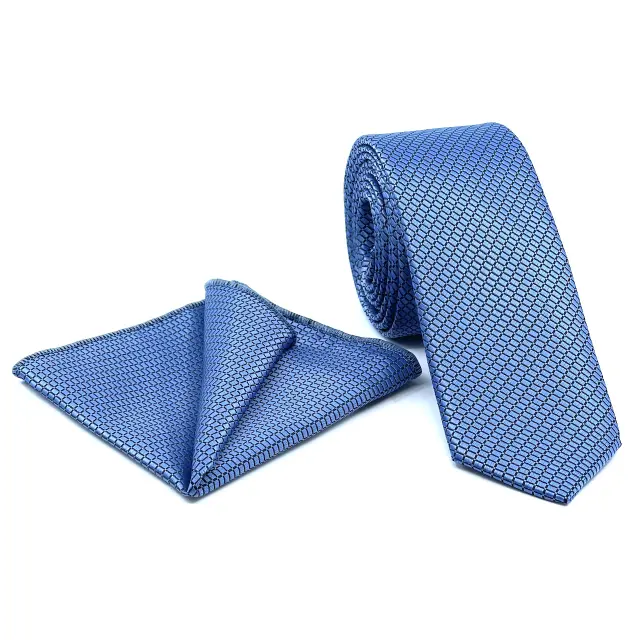 Σιέλ Σχεδιαστική Γραβάτα Microfiber Σετ με Μαντηλάκι