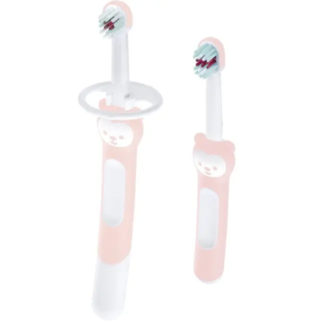MAM Learn to Brush Set Βρεφικές Οδοντόβουρτσες 5+ μηνών Φούξια, 2τμχ
