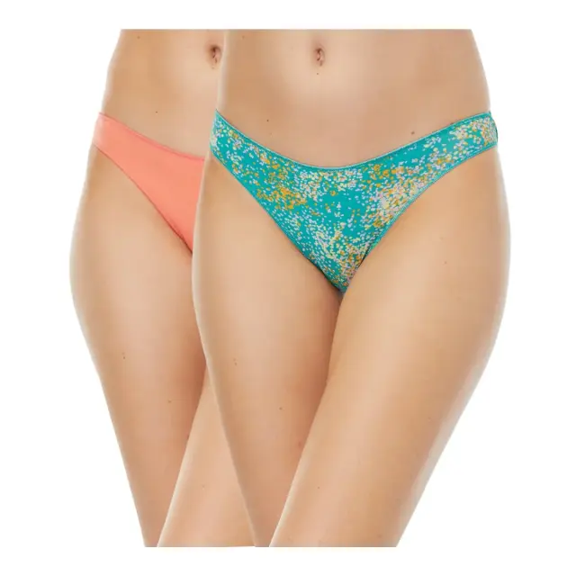 Minerva Γυναικείο Slip Rio Modal Fimelle - Διπλό Πακέτο, Χρώμα Coral - Emerald Splashes