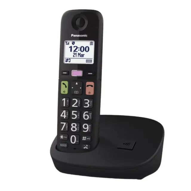 Ασύρματο Ψηφιακό Τηλέφωνο Panasonic KX-TGU110EXB Μαύρο με Δυνατό Κουδούνισμα και Φωτιζόμενο Πληκτρολόγιο με Μεγάλα Πλήκτρα