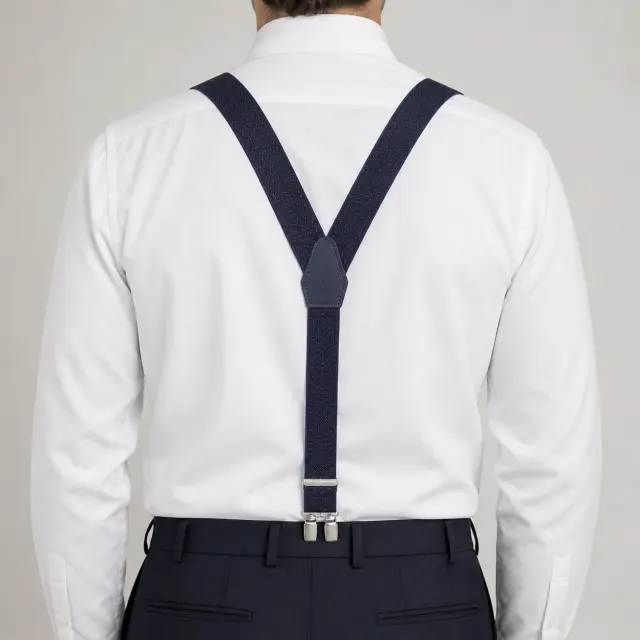 Σκούρες Μπλε Πουά Ανδρικές Τιράντες Υ με 6 Κλιπ 3