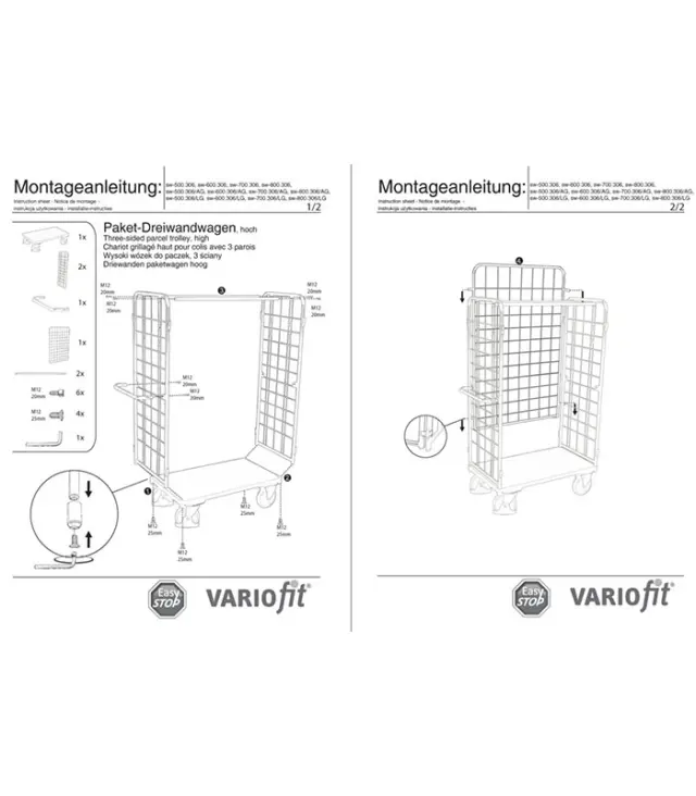 Variofit sw-500.306 Τρόλεϊ Μεταφοράς 3 Πλευρών για Φορτίο Βάρους ως 400kg 2