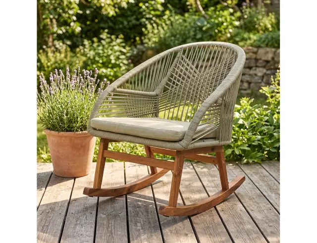 Κουνιστή Πολυθρόνα Seville Outdoor Living από Μέταλλο/Ξύλο ακακίας με αδιάβροχο μαξιλάρι και διαστάσεις 83x74x88cm