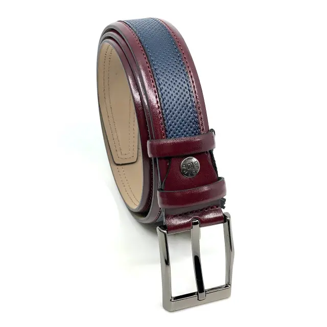 Μπλε με Μπορντό Ζώνη P.U. Leather 3,5 cm - 120cm 2