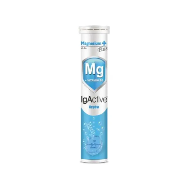 IgActive Magnesium Plus+Vitamin B6 Συμπλήρωμα Διατροφής Με Μαγνήσιο & Βιταμίνη B6, 20 Αναβράζοντα Δισκία