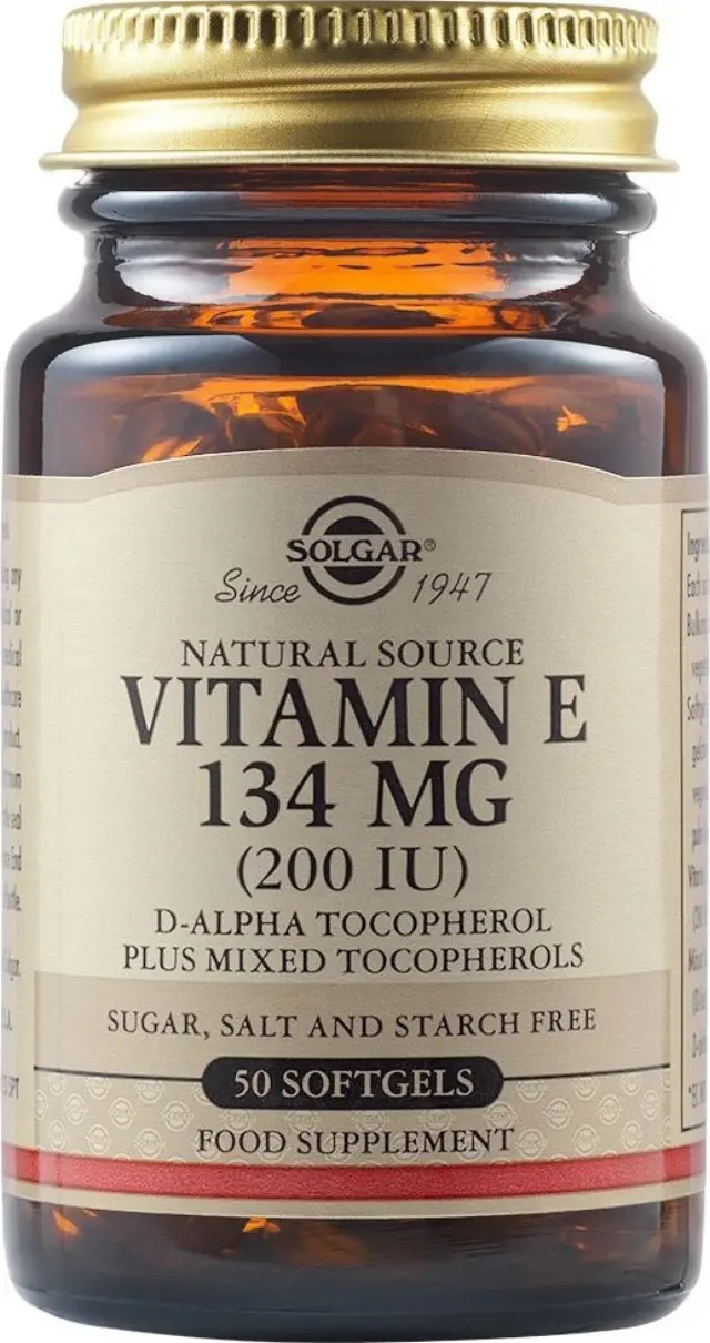 Solgar Vitamin E 200IU Συμπλήρωμα Διατροφής Βιταμίνης E Για Την Καλή Υγεία Του Ανοσοποιητικού & Καρδιαγγειακού Συστήματος 50 μαλακές κάψουλες