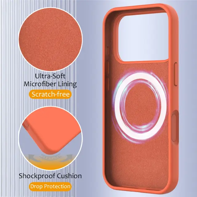 Θήκη Σιλικόνης με MagSafe για iPhone 17 Pro/18 Pro-Orange OEM 2