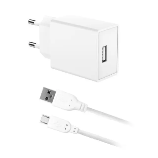 Φορτιστής Ταξιδίου inos με Έξοδο USB A 12W & Micro USB Καλώδιο 1m Λευκό N66529