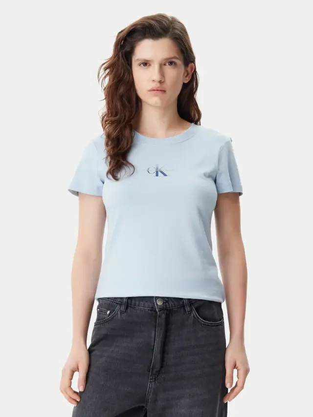 Calvin Klein - Γυναικείο T-Shirt Gradient Monologo slim Fit J20J225252-CUI Γαλάζιο - S