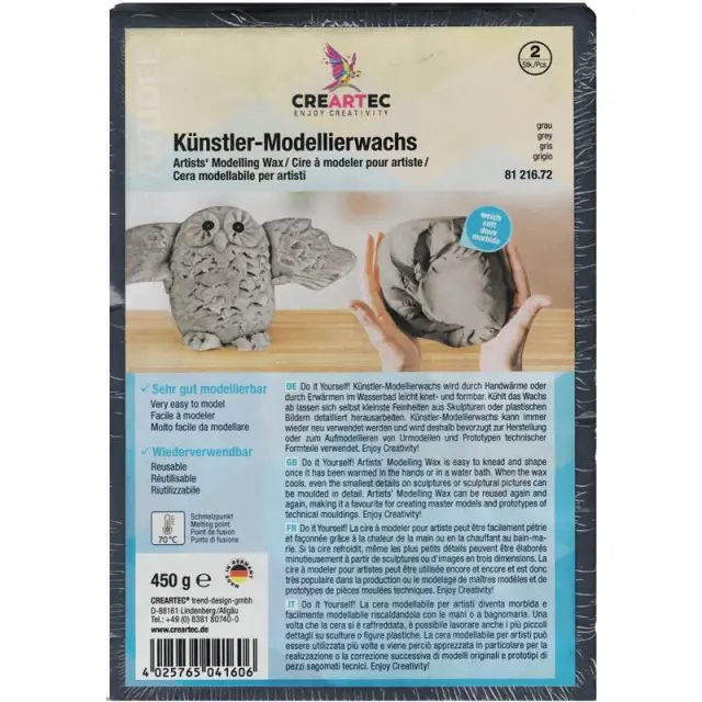 Creartec Κερί Γλυπτικής Μαλακό Grey - 450gr