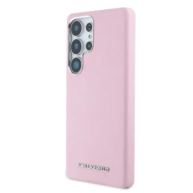 Karl Lagerfeld PU Saffiano Metal Logo and Frame Case for Samsung Galaxy S25 Ultra Pink 2