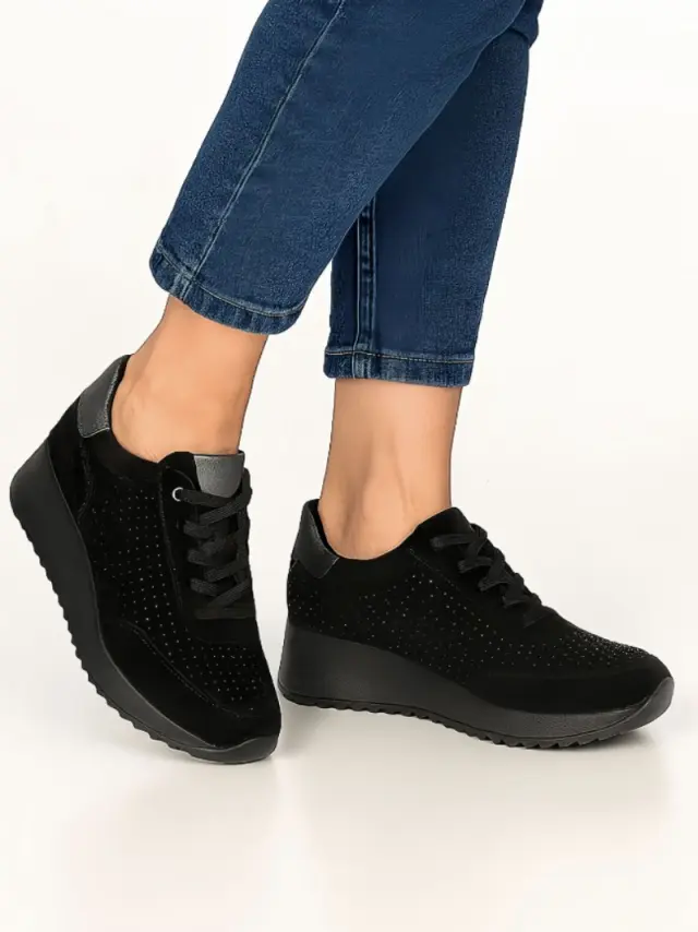 Imac Sneakers Γυναικείο δέρμα Nubuck Μαύρο IMA/858220 NERO 2
