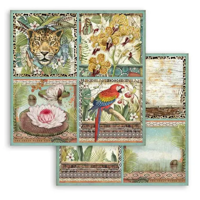 Χαρτί Scrapbooking Stamperia Διπλής Όψης - Amazonia Square Tags - 31x30cm