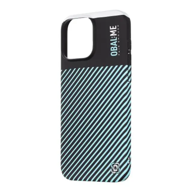 OBAL:ME Flossy Stripes Cover for Apple iPhone 12/12 Pro Black/Sky Blue