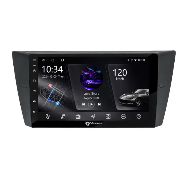 VenCore Οθόνη Multimedia Android 15 9" PX5S Octa-Core 2GB/32GB IPS με Πρόσοψη, CarPlay, Android Auto και Υποστήριξη Κάμερας 360° για BMW 3 Series Lite 2006-2011 – Μαύρη (3236-10005-0751B) 2